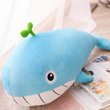 Load image into Gallery viewer, very soft cute plush toy smiley with teeth huge whale friends pillow stuffed animal green blue pink