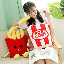 Load image into Gallery viewer, popcorn plushie and french fries plushie