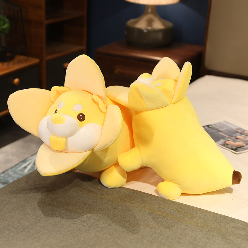 Cute Peeling Banana Yellow Dog Plushie