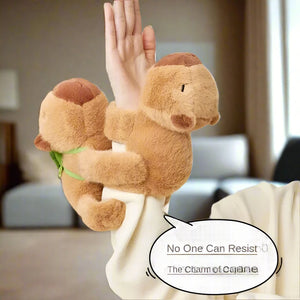 Adorable capybara plush wrist wraps featuring a hugging design! Soft, fluffy, and perfect for adding charm to your day while keeping your wrists cozy.