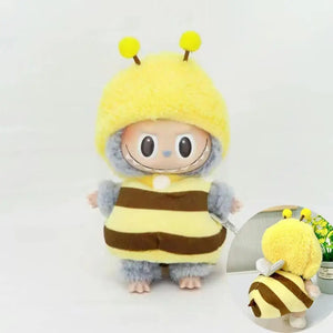 Cute labubu plushie in yellow bee outfit