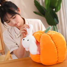 Load image into Gallery viewer, Cute Pumpkin Hideaway Bunny &amp; Cat Plushie 23cm/ 30cm