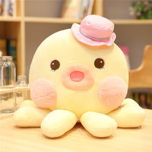Load image into Gallery viewer, yellow octopus plush toy with pink hat
