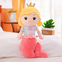 Load image into Gallery viewer, rose red cute mermaid pillow plushie with crown