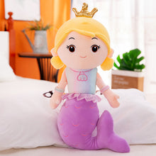 Load image into Gallery viewer, purple cute mermaid princess plushie with crown