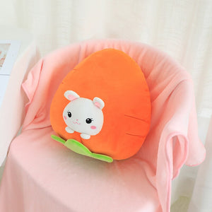 rabbit in carrot plushie with blanket
