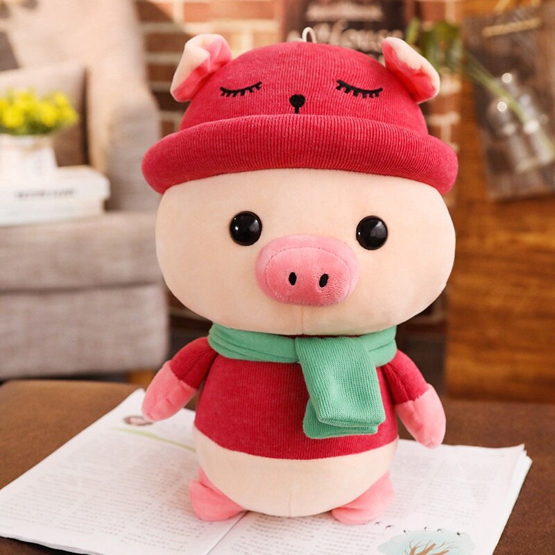 red cute pig plushie