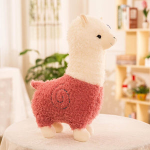 cute llama alpaca sheep stuffed animals plush toys for kids pink red purple green brown white gift valentine love