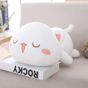 white cute lying cat plushie