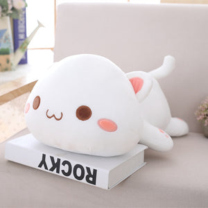 white cute lying cat plushie