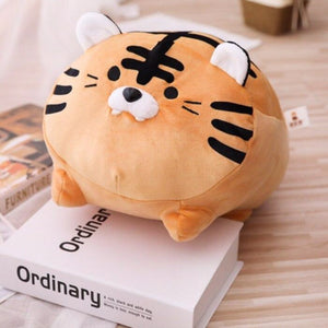 brown tiger plush toy cute with sticking teeth but safe to take home