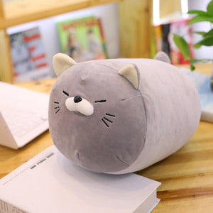 grey cat plushie pillow