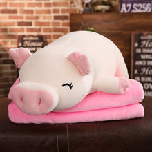 Load image into Gallery viewer, white pig plushie with eyes closed