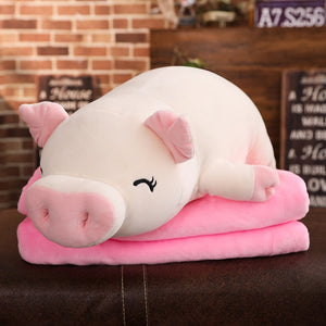white pig plushie with eyes closed
