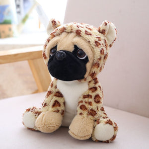 cute pug dog in leopard plushie