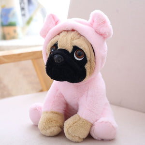 cute pug dog in pig plushie
