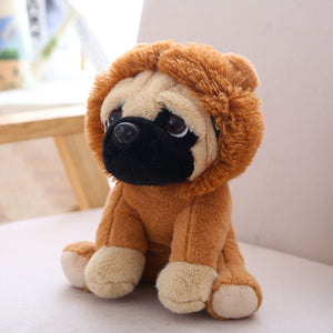 cute pug dog in lion plushie