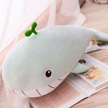 Load image into Gallery viewer, very soft cute plush toy smiley with teeth huge whale friends pillow stuffed animal green blue pink