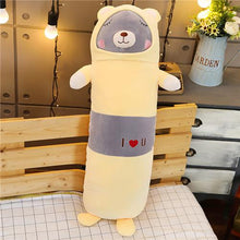 Load image into Gallery viewer, grey bear long pillow plushie