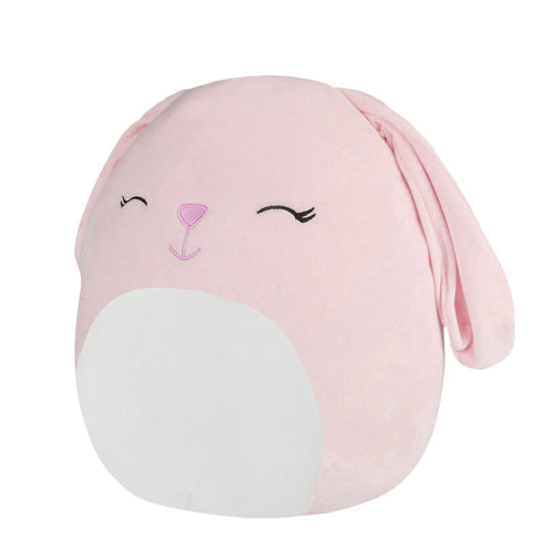 cute smiling long-eared pink bunny plushie
