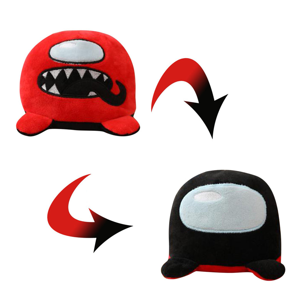 among us flip plush in black and red