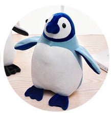 Load image into Gallery viewer, cute blue and white penguin plushie that can be transform to neck pillow