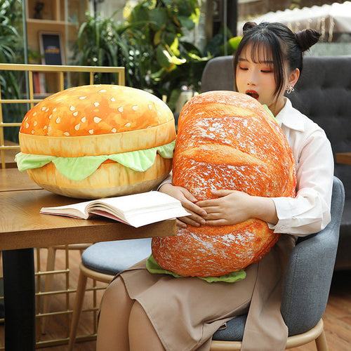 cute hamburger plushie served as cushion