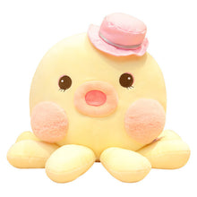 Load image into Gallery viewer, yellow octopus plushie with cute pink faces