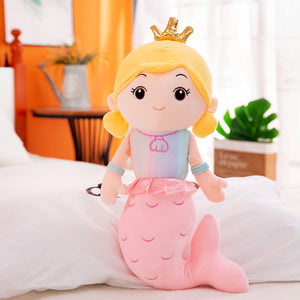 cute mermaid pink plushie with crown