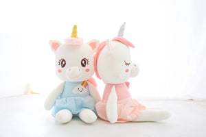blue and pink unicorn plushie