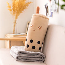 Load image into Gallery viewer, cute smiley real-like bubble milk tea plush toy perfect decoration for your living room with comfortable blanket