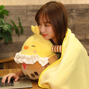 Cute Animal on Bubble Tea Hand Warmer Plushie - comes with or without blanket!