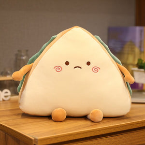 cute sad faced sandwich plush toy