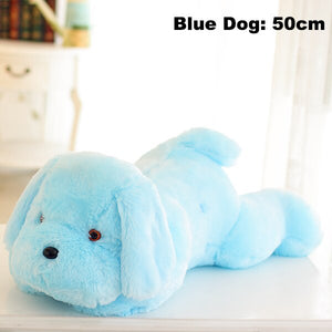 Damn! How to resist this cute glowing sky blue dog plushie