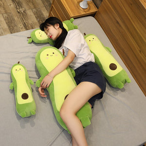 girl hugging avocado long pillow bolster plushie