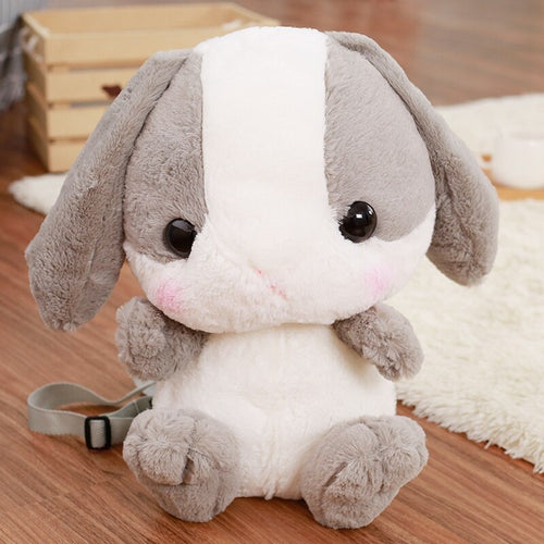 grey stuffed bunny cute backpack