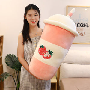 New Hot Real-Life Bubble Tea Plush Toy Stuffed Food Milk Soft Doll Fruit Cup Drink Pillow Cushion Kids Toys Friend Birthday Gift