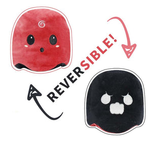 cute reversible ghost plush toy in red and black
