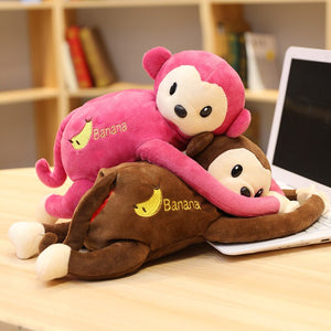 Red Ass Monkey Toy Hand Tissue Box Holder Sexy Long Arms Gibbon Pink Brown Monkeys Car Home Decor Plushie Kids Gift 43cm