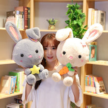 Load image into Gallery viewer, Do you like the cute bunny plushie to be in grey or light brown more? Or do you prefer the plushie with star or carrot?
