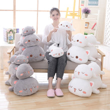 Load image into Gallery viewer, cute white lying cat plushie and cute grey lying cat plushie