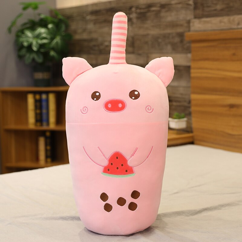 Cute bubble tea plushie in animal form.
