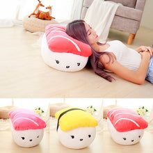 Load image into Gallery viewer, Plush Sushi Tuna Salmon Omelette Pillow Stuffed Fuzzy Sushi Toy Food Pillow Big Sushi Doll Sofa Decorative Pillow Kids Toy