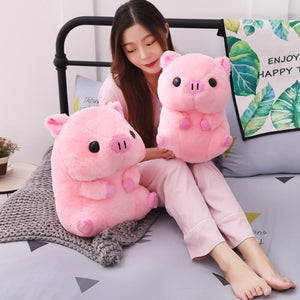Pink Sitting Pig Big Head Piggy Stuffed Doll Kids Huggable Animal Plush Toy Kids Sleeping Companion Appeasing Plushie 40/50cm