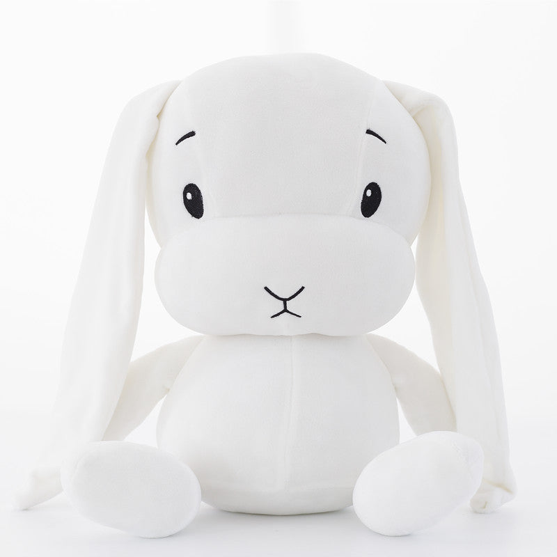 cute white rabbit plush toy in worried expression