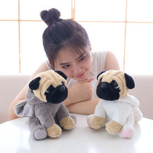 Load image into Gallery viewer, cute pug dog in elephant plushie and cute pug dog in rabbit plushie