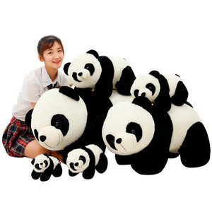 This cute kneeling panda plushie family are safe for babies to use.