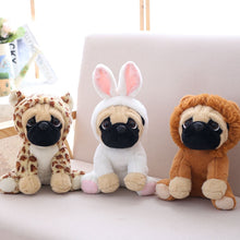 Load image into Gallery viewer, cute pug in leopard plushie, cute pug in rabbit plushie, cute pug in lion plushie