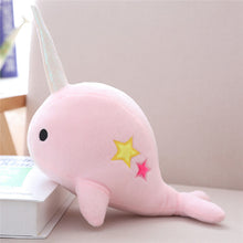 Load image into Gallery viewer, cute pink narwhal whale unicorn in the sea plush toy fun fact