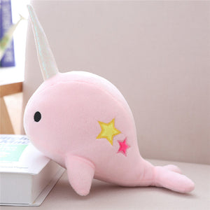 cute pink narwhal whale unicorn in the sea plush toy fun fact